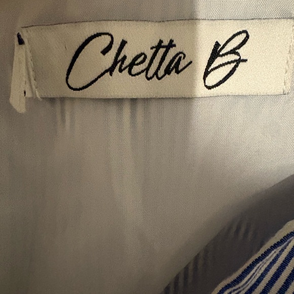 Chetta B Blue Striped Maxi Dress with Red Accent - Picture 2 of 5